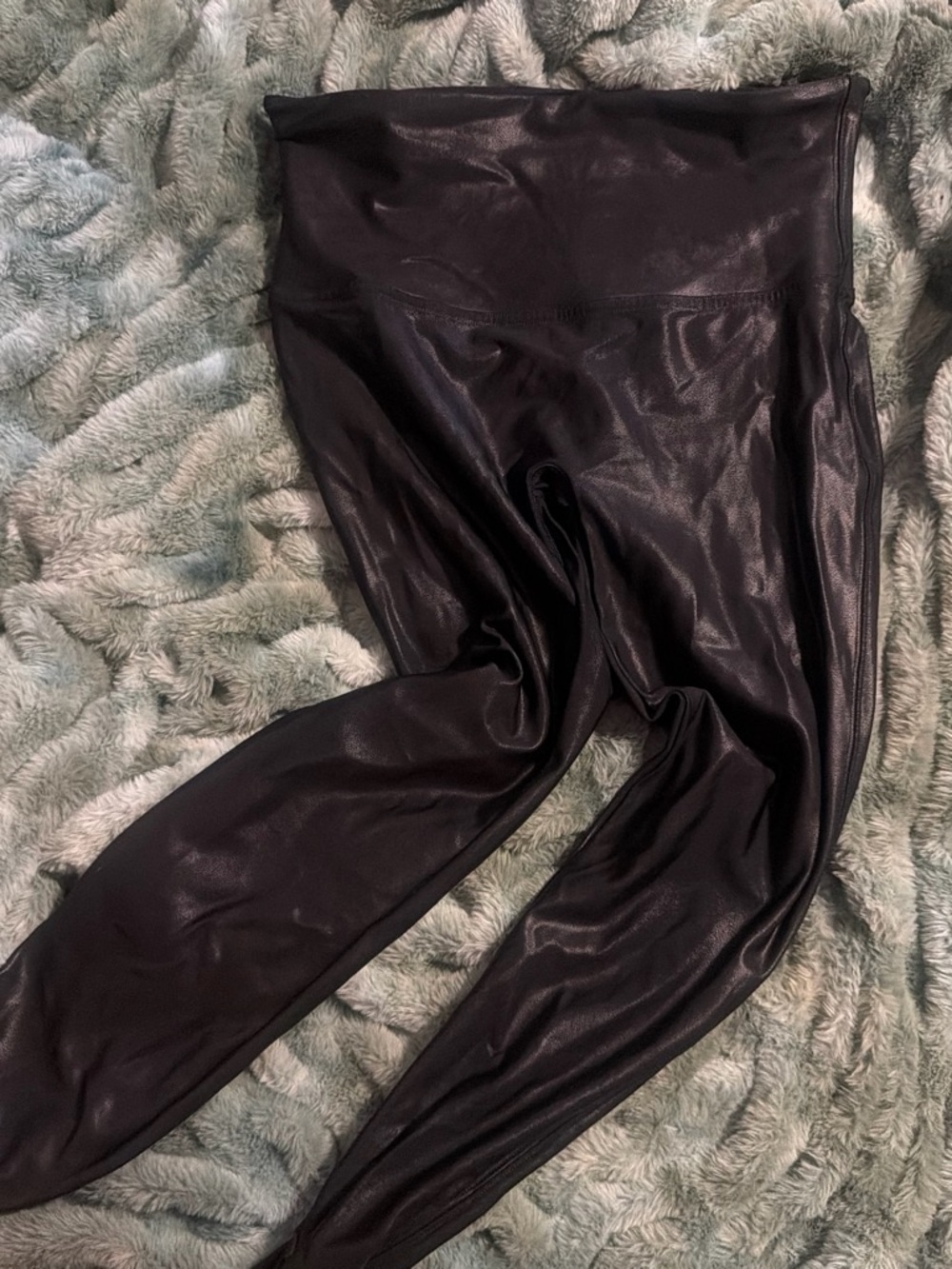SPANX Black Faux Leather-Look Leggings